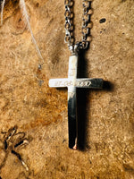 Ashes cross engraved necklace