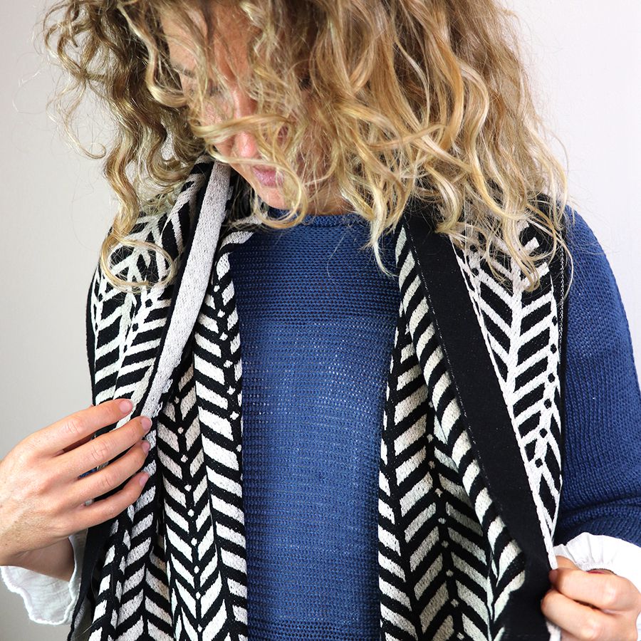 Black and ecru Chevron scarf