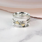 Double heart spinning ring