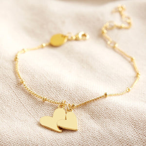Double hearts gold bracelet
