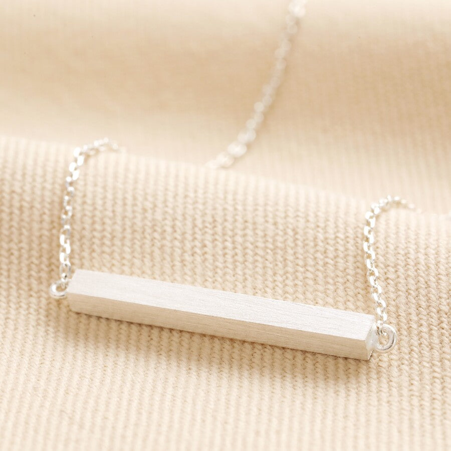 Silver horizontal on sale bar necklace