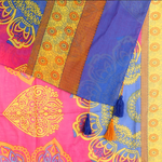 Bright pink and blue cotton mandala print scarf
