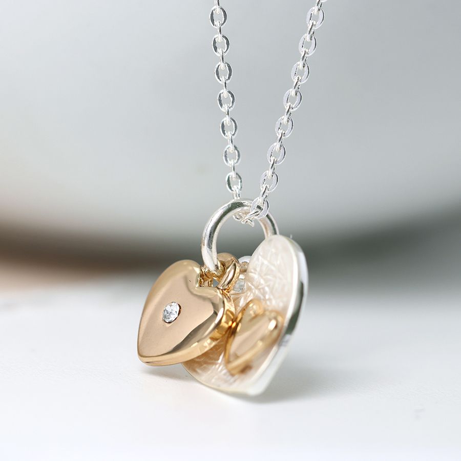 Double heart plated necklace
