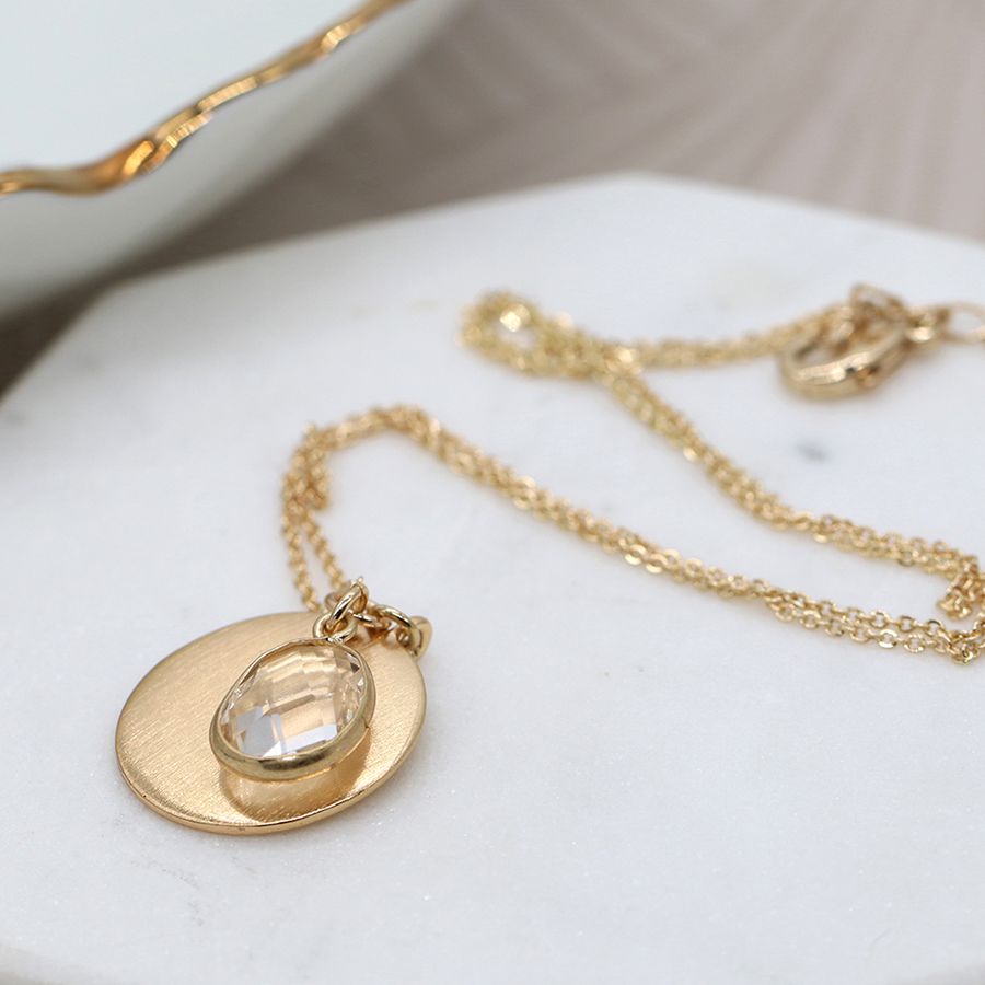 Gold plated  brushed disc pendant