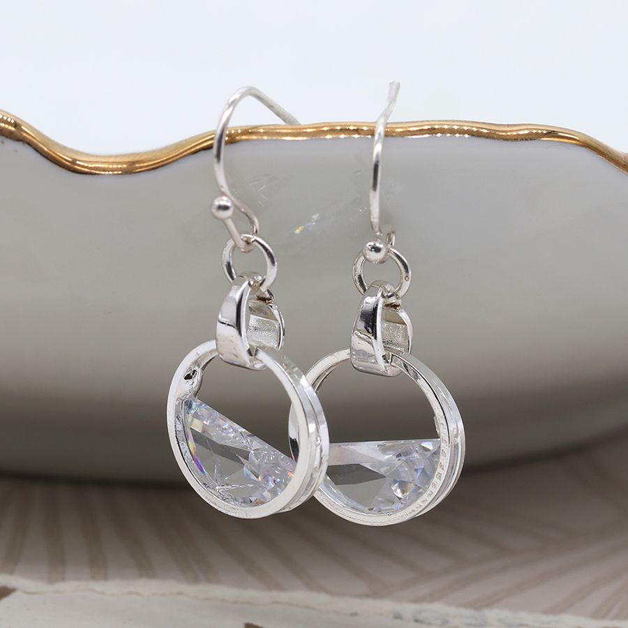 crystal round hoop earrings