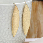 Golden long leaf earrings