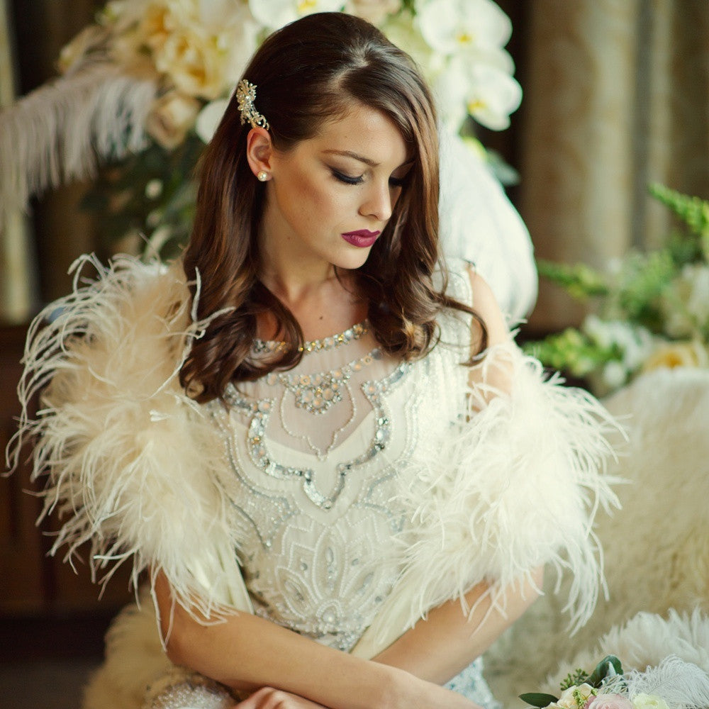 Ostrich feather shrug