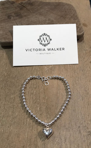 Silver heart charm bracelet