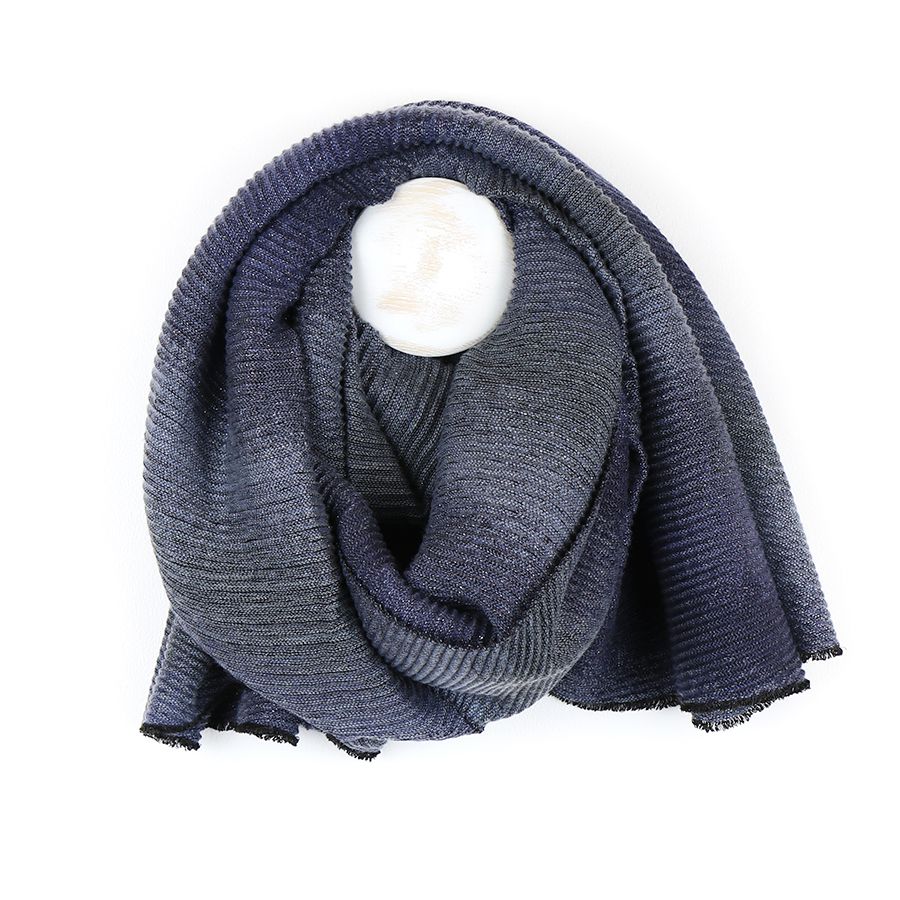 Grey ombre effect pleated scarf