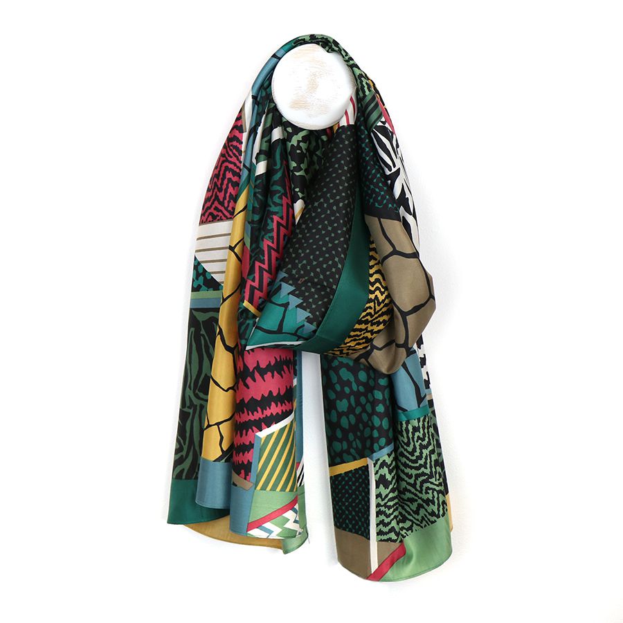 green mix silky scarf