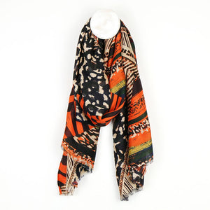 Orange mix animal print scarf