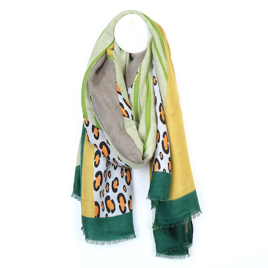 Green mix Leopard print scarf