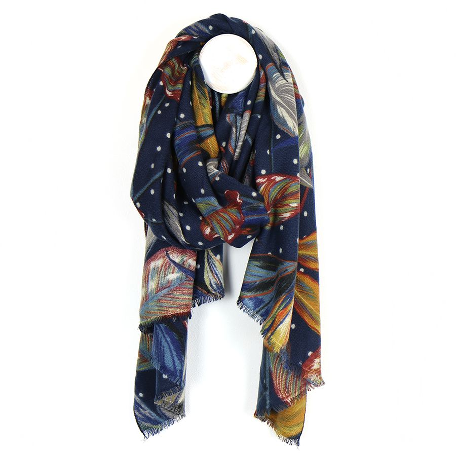 Blue mix leaf scarf