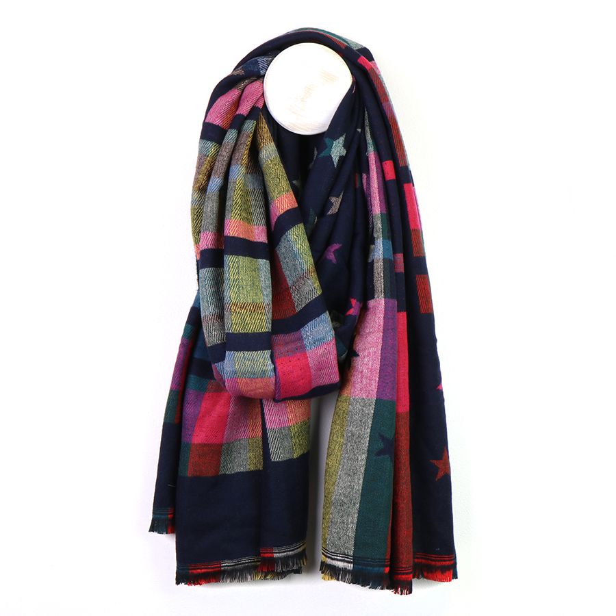 Navy star print scarf
