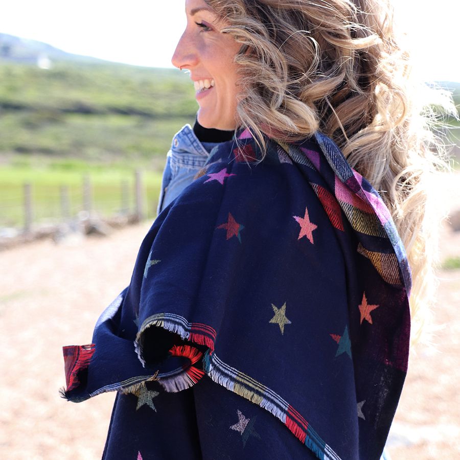 Navy star print scarf