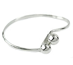 Silver double ball bangle