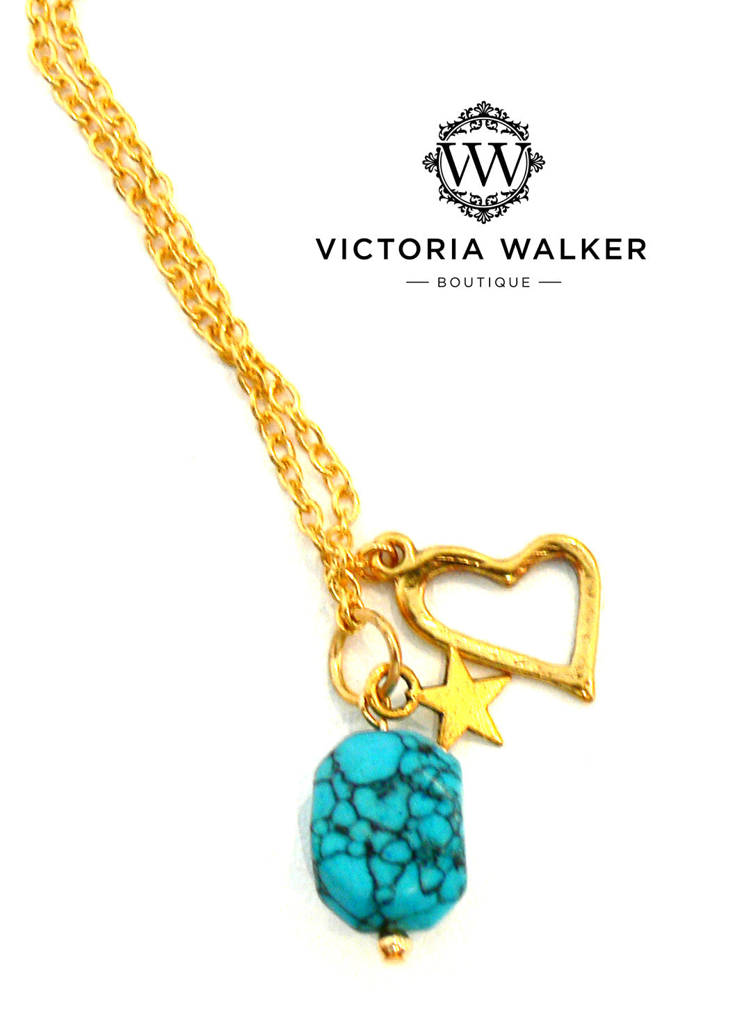 Turquoise Chunk Long Pendant