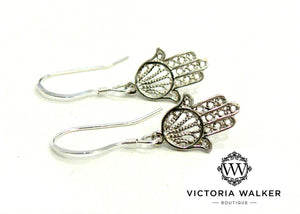 Sterling Silver Hamsa Earrings