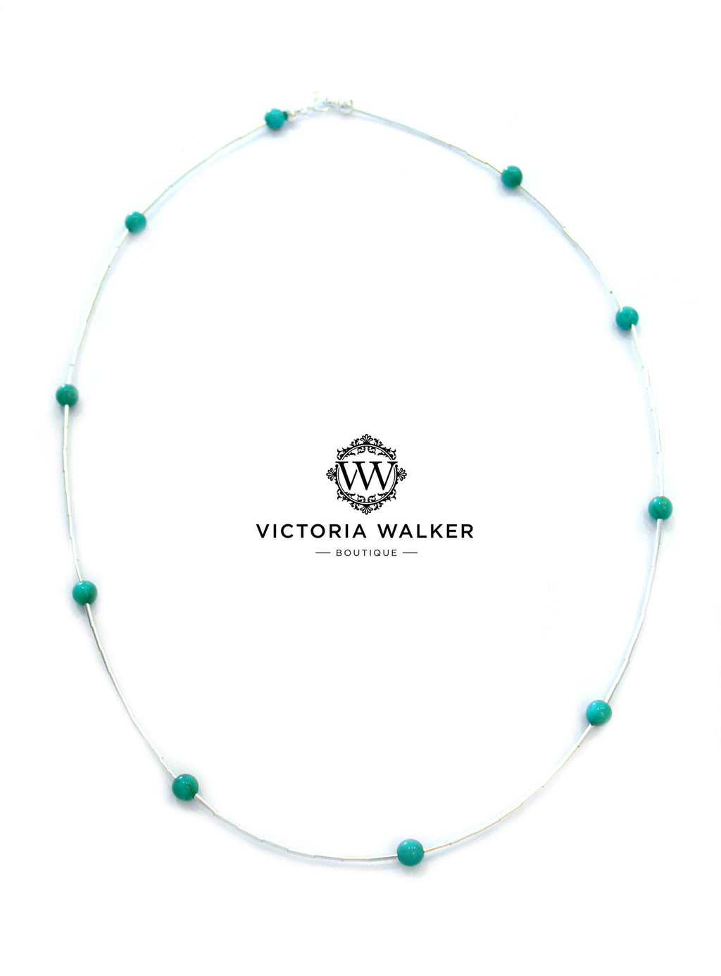 Turquoise Silver Bead Necklace