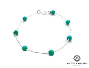 Turquoise Silver Bead Bracelet