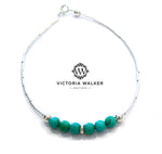 Silver Turquoise Bead Bracelet