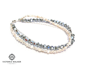 Crystals and Pearls Strands Bracelet