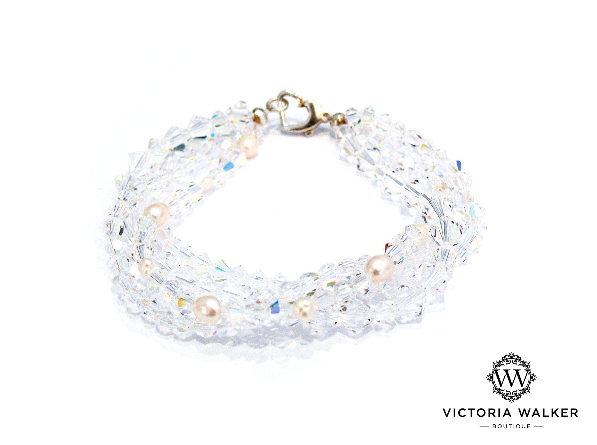 Silver Crystal Strands Bracelet