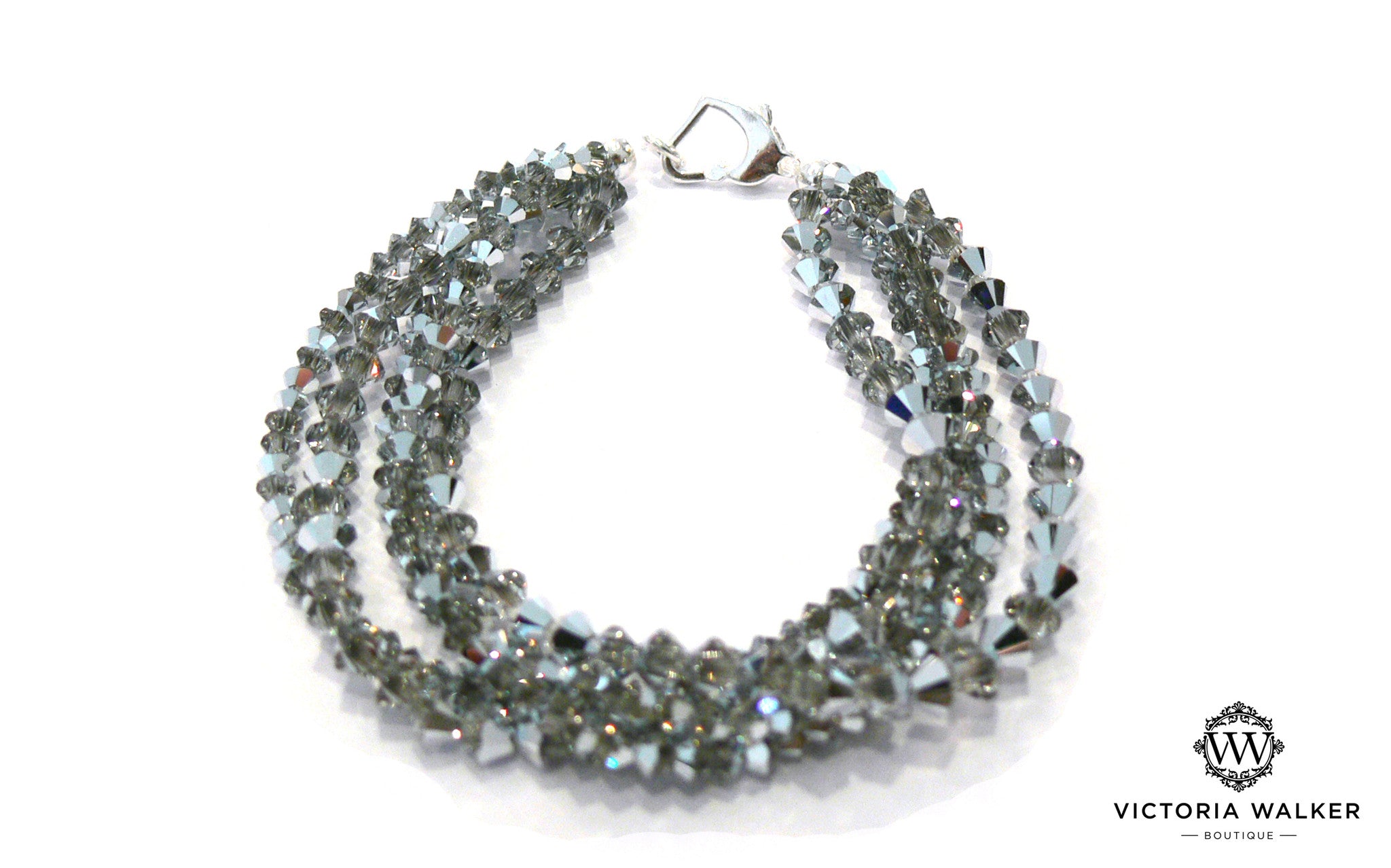 Silver Crystal Strands Bracelet