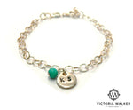 Silver Turquoise Engraved Bracelet