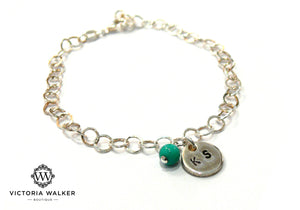 Silver Turquoise Engraved Bracelet