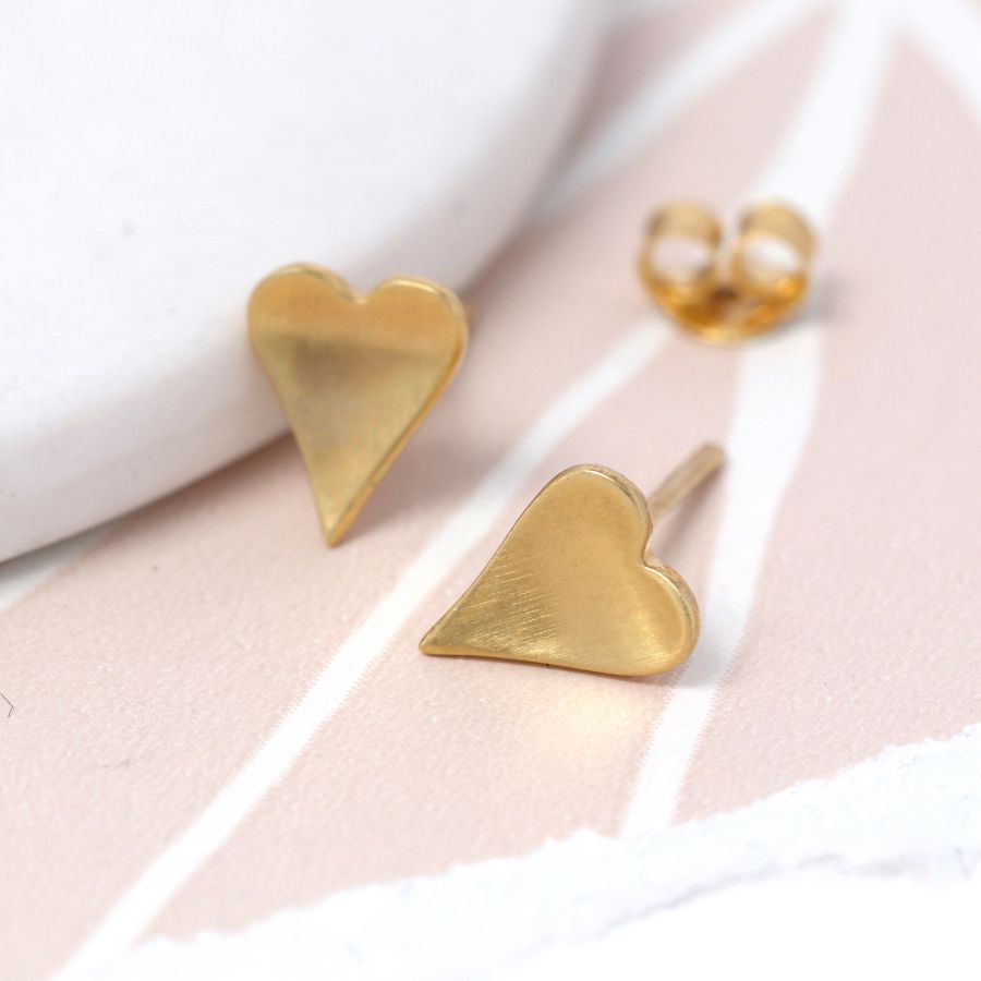 Concave Heart gold Studs