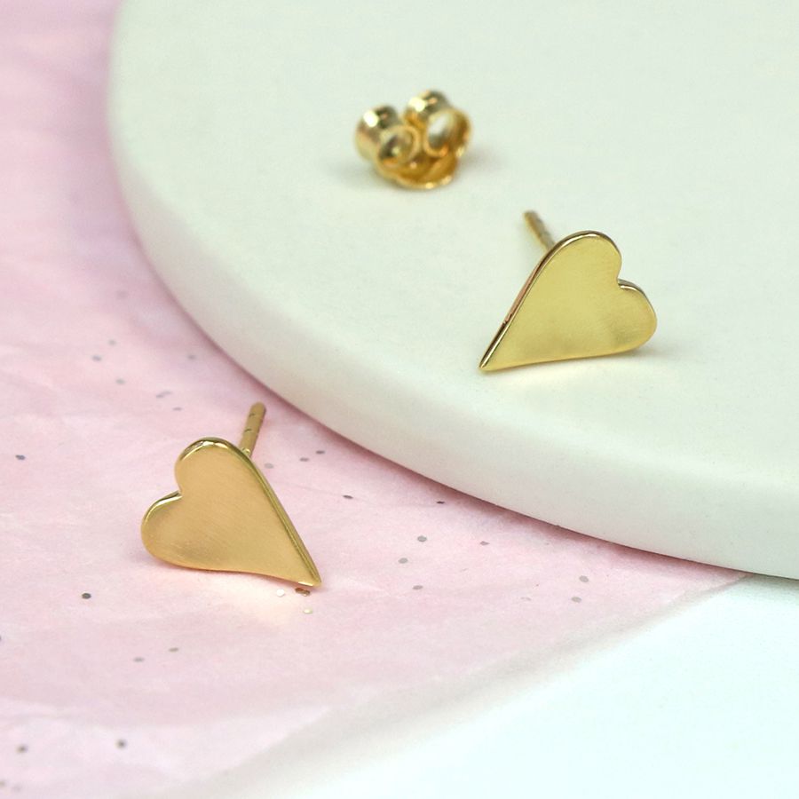 Concave Heart gold Studs