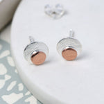 Rose gold and silver disc studs