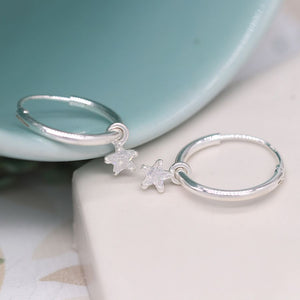 Sterling silver hoop star earring