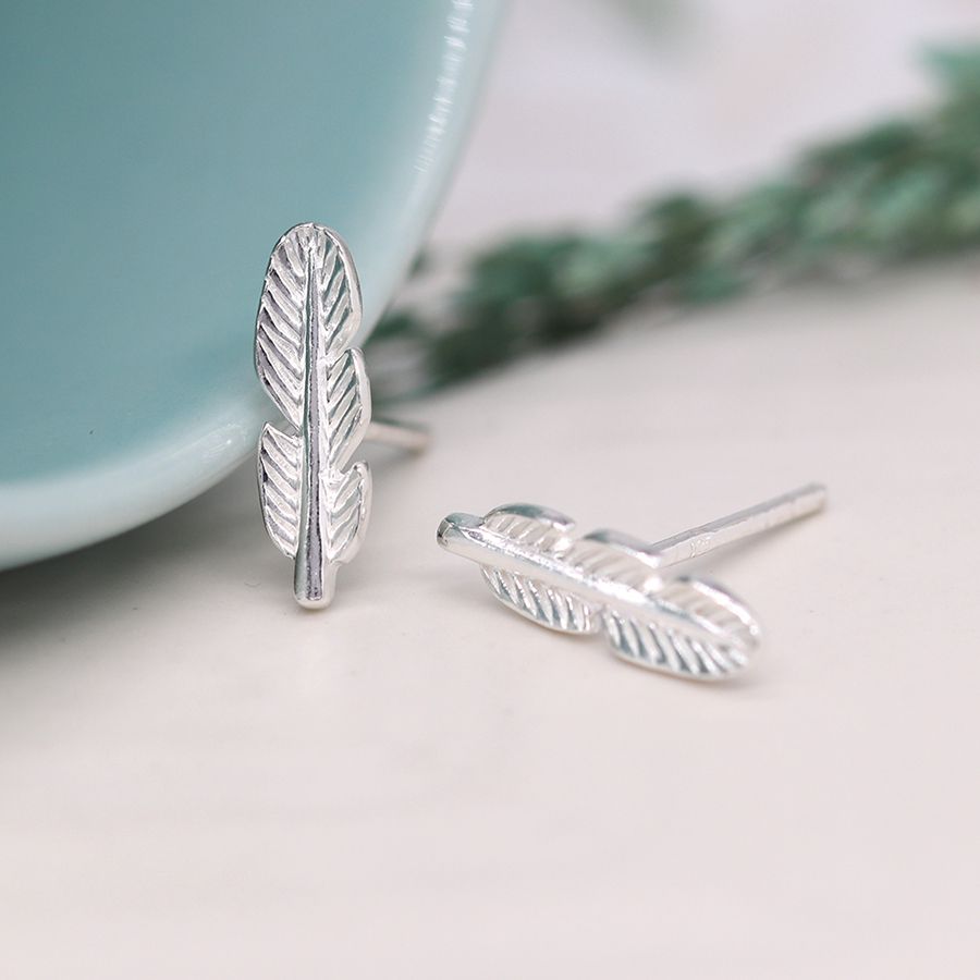 Feather stud earrings