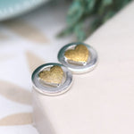 Gold heart circle earrings