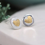 Gold heart circle earrings