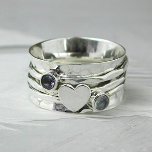 Moonstone Heart Spinning Ring