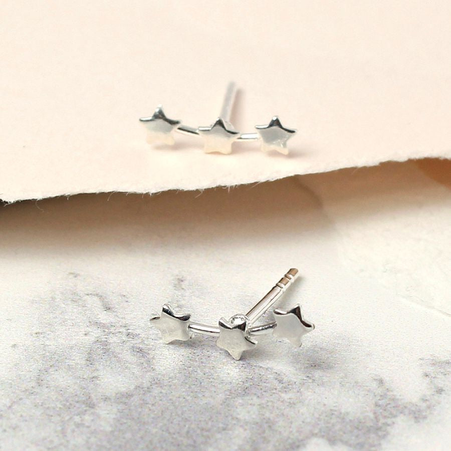 Triple shooting star earrings