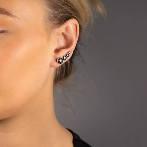 Silver beads ear climber
