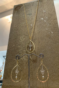Gold plated hamsa drop necklace