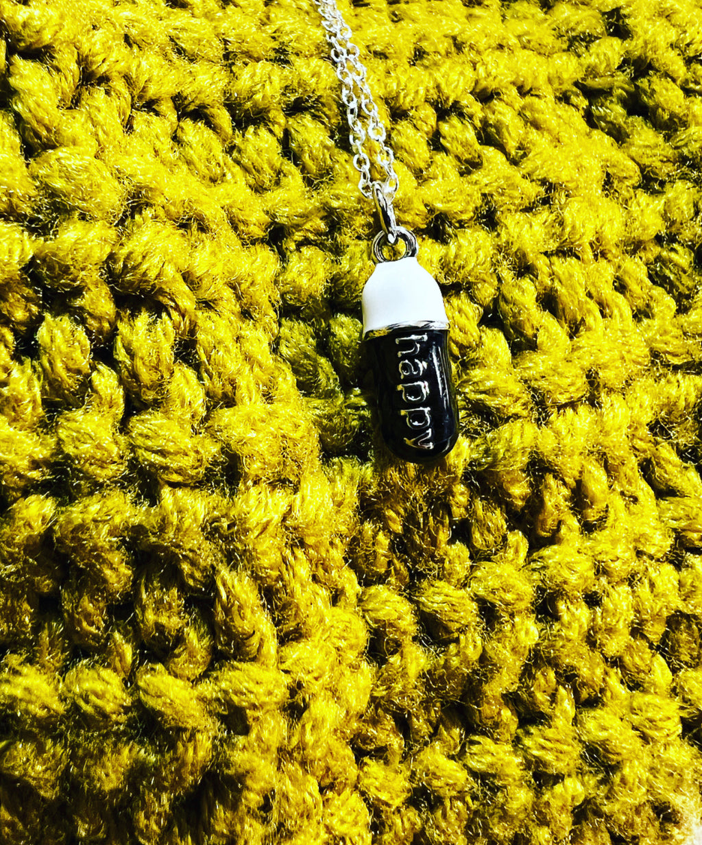 Happy pills capsule necklace