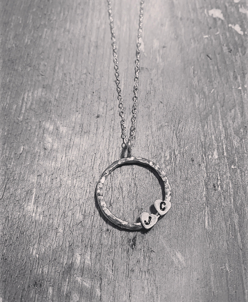 Hoops and hearts pendant