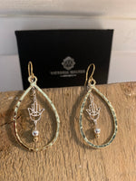 Gold plated hamsa drop earrings