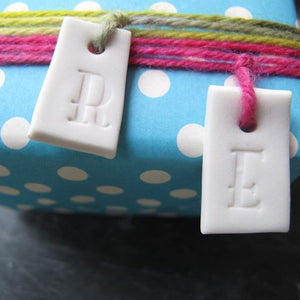 Porcelain Initial Tags