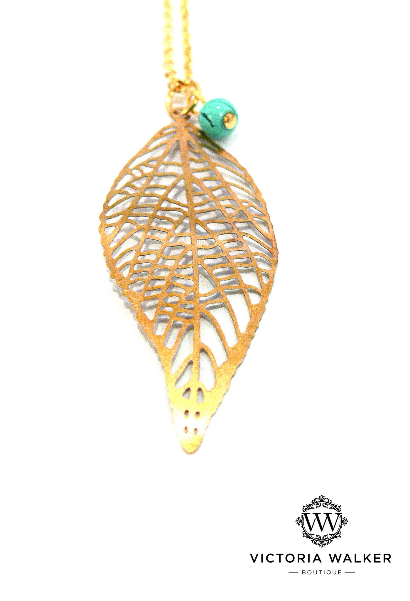 Gold Leaf Turquoise Necklace