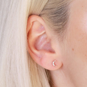Moon star stud earrings