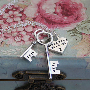 Double Key & Heart Lock Pendant