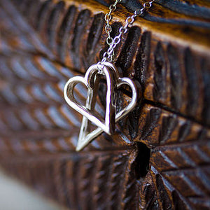 Engraved Double Heart Necklace