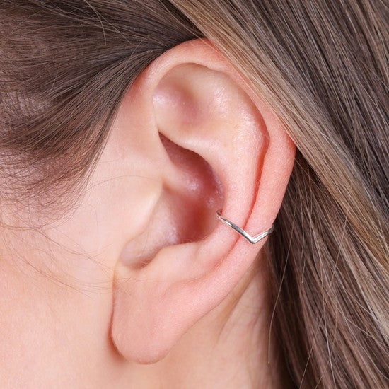 Silver triangle ear cuff
